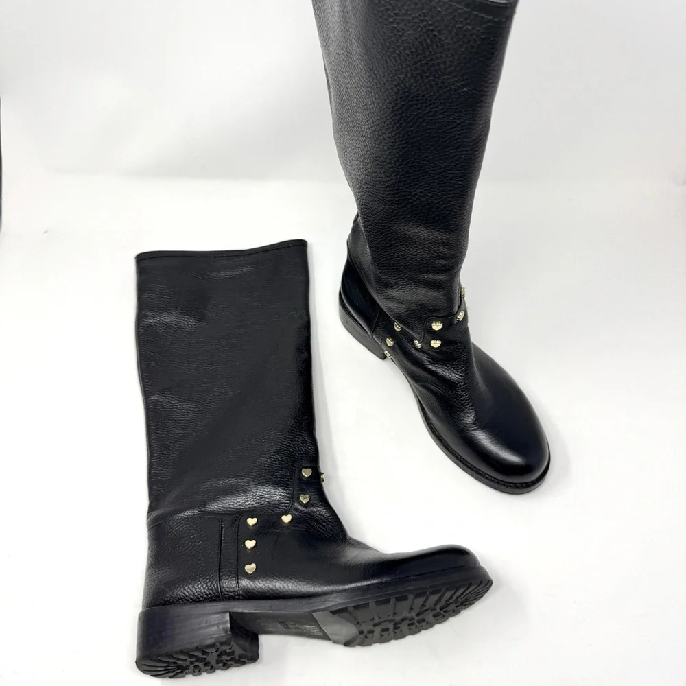 Black Leather Knee-High Boots